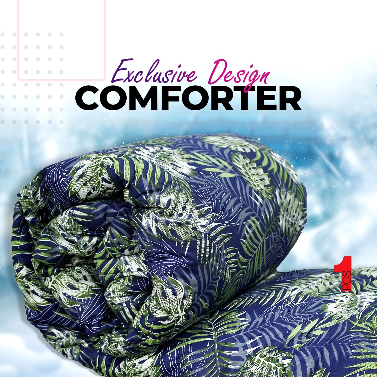 King Size Comforter Cotton Outside Fiber Filler Inside Too Warmth Perfect For Winter - LC007